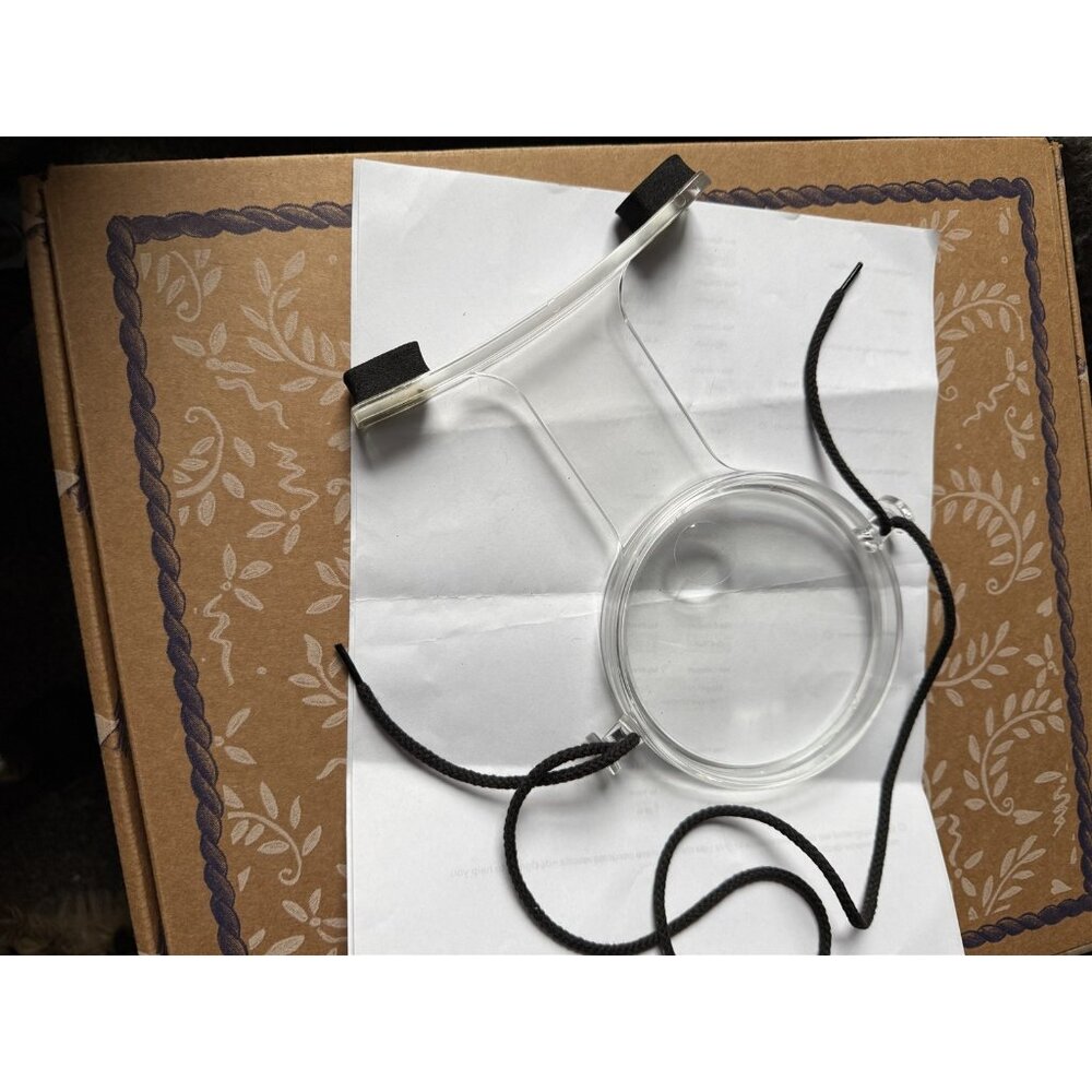 Vintage Plastic Round-The-Neck Magnifier Hanging Magnifying Glass Chest Rest